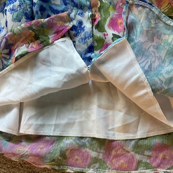 SundayUp Floral Long Sleeved V-Neck Dress Ruffles Small Picnic Casual Party - Picture 10 of 11